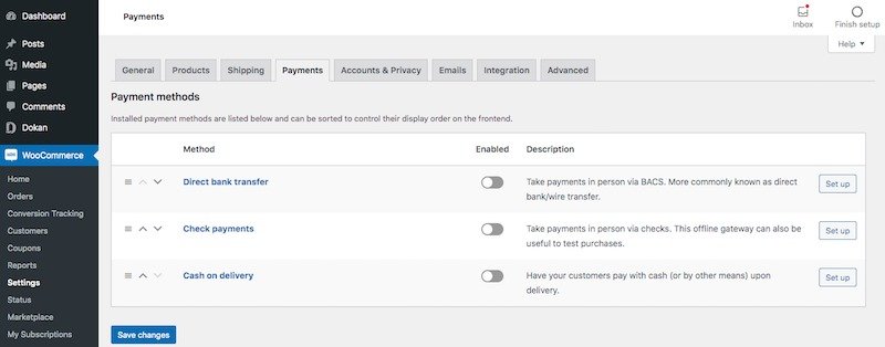 Pagamentos woocommerce